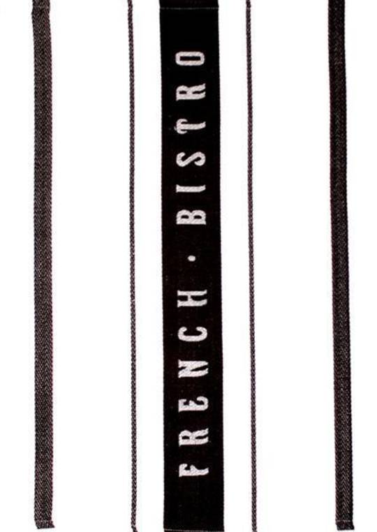 "French Bistro" tea towel black. Code: T/T-FB/BLK.